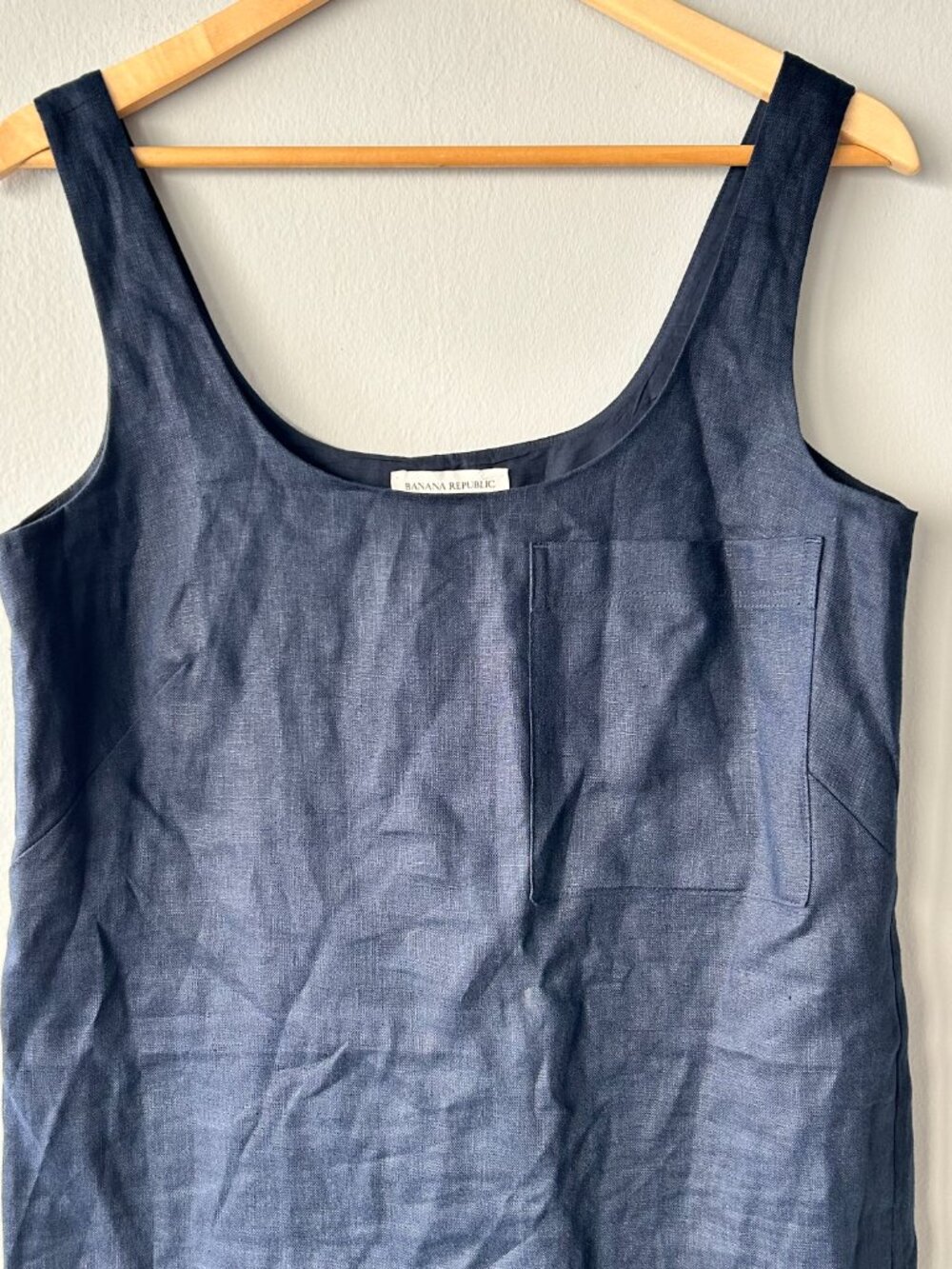 Banana Republic Linen Scoop Neck Shift Mini Dress Navy Blue XS - Picture 3 of 9
